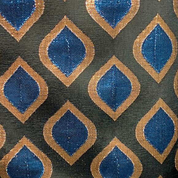 ETRO Size 8 Black Blue Metallic Geometric Peak Lapel Jacket Blazer - Picture 2 of 10